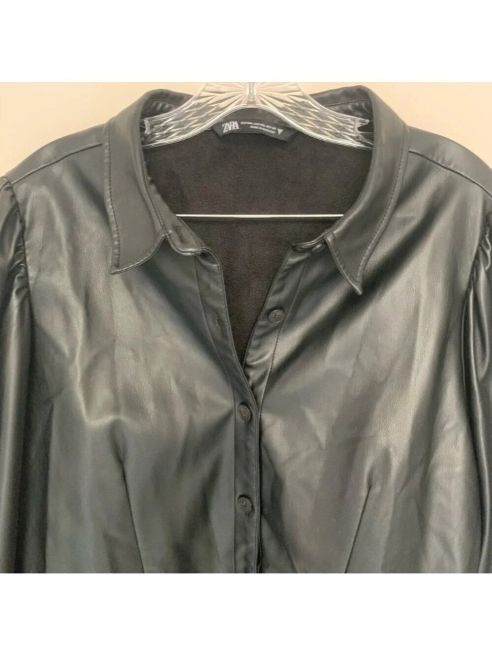 Zara Black Faux Leather Cropped Jacket  XXL - Picture 13 of 14